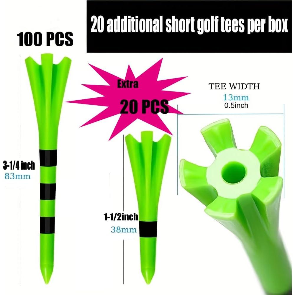 Tees de Golf de Plástico SWINGTEK 120 Piezas 8.26 cm y 3.81 cm