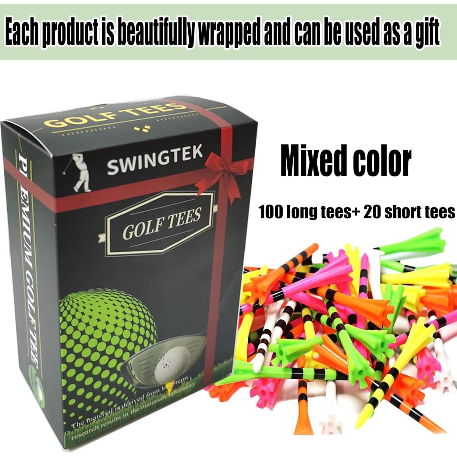 Tees de Golf de Plástico SWINGTEK 120 Piezas 8.26 cm y 3.81 cm