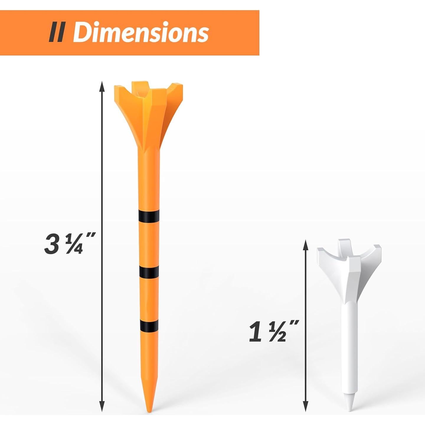 Tees de Golf EAGLE WORK 150 Piezas, Baja Fricción, Naranja y Blanco