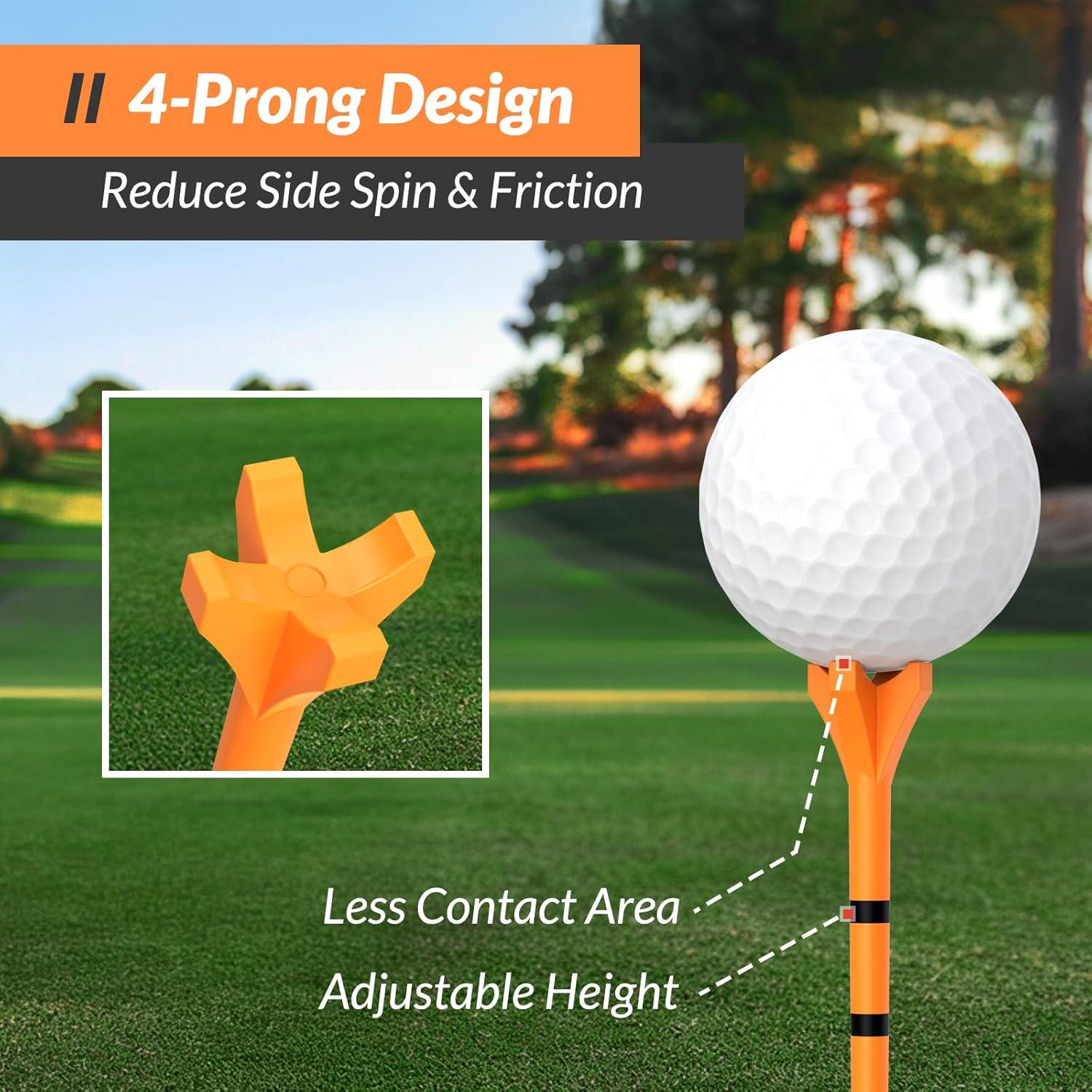 Tees de Golf EAGLE WORK 150 Piezas, Baja Fricción, Naranja y Blanco