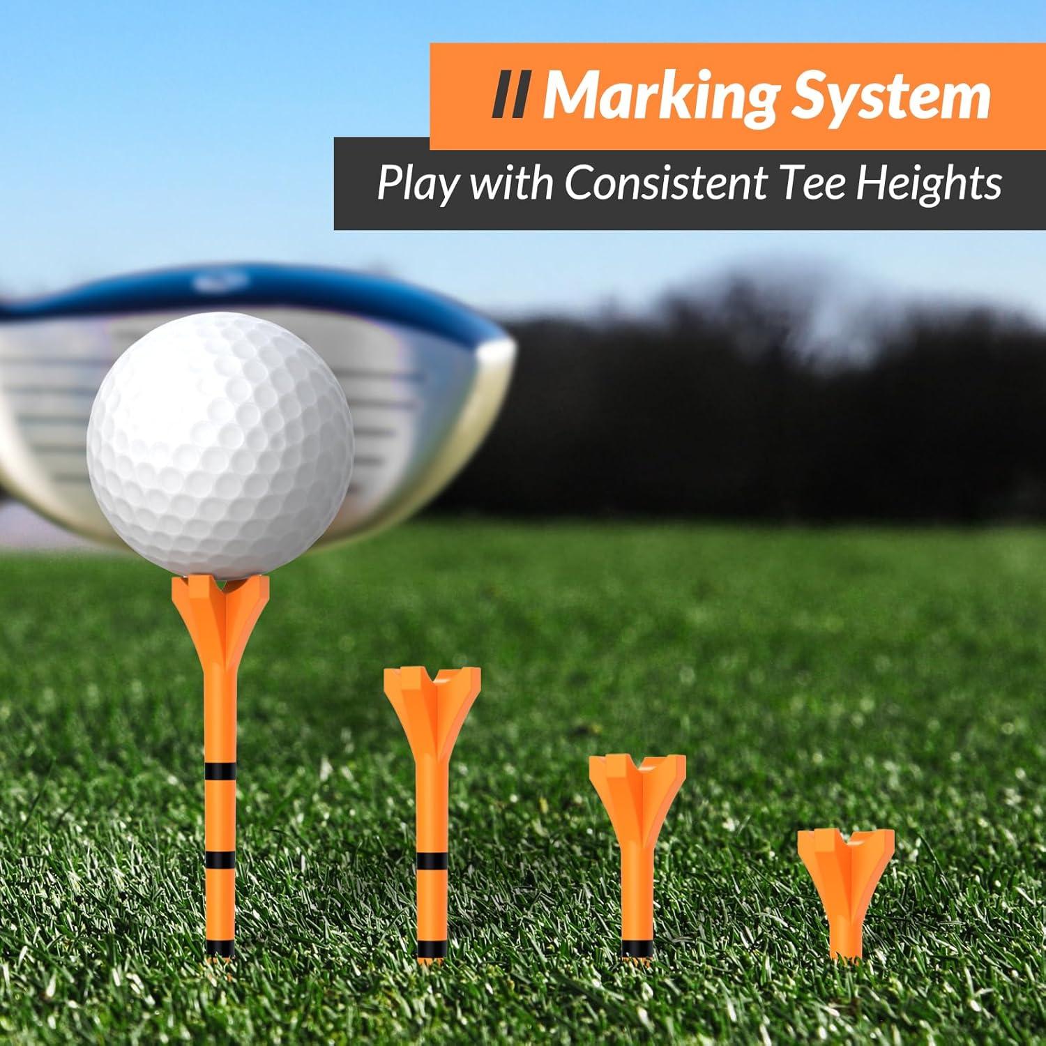 Tees de Golf EAGLE WORK 150 Piezas, Baja Fricción, Naranja y Blanco