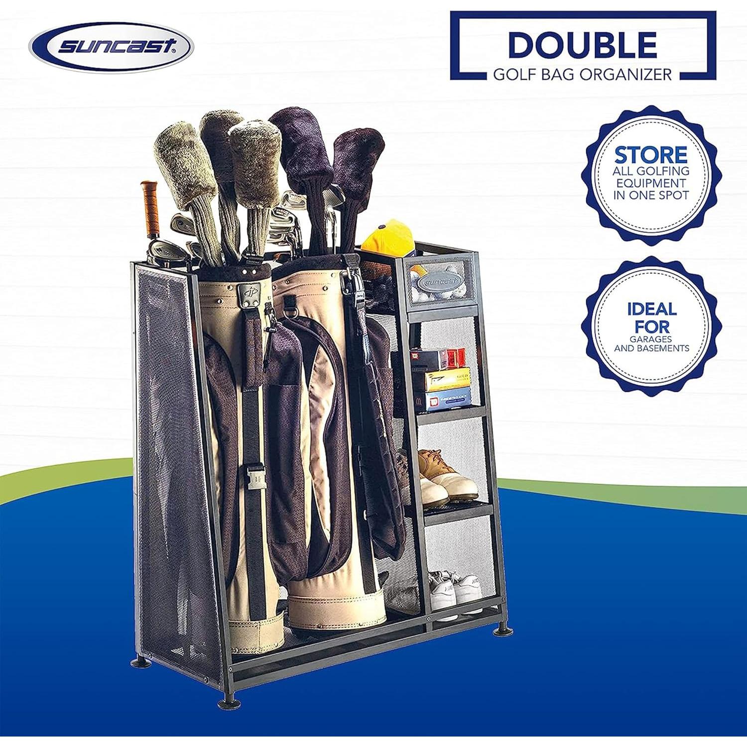 Organizador de Golf Suncast con 3 Estantes y Soporte para 2 Bolsas