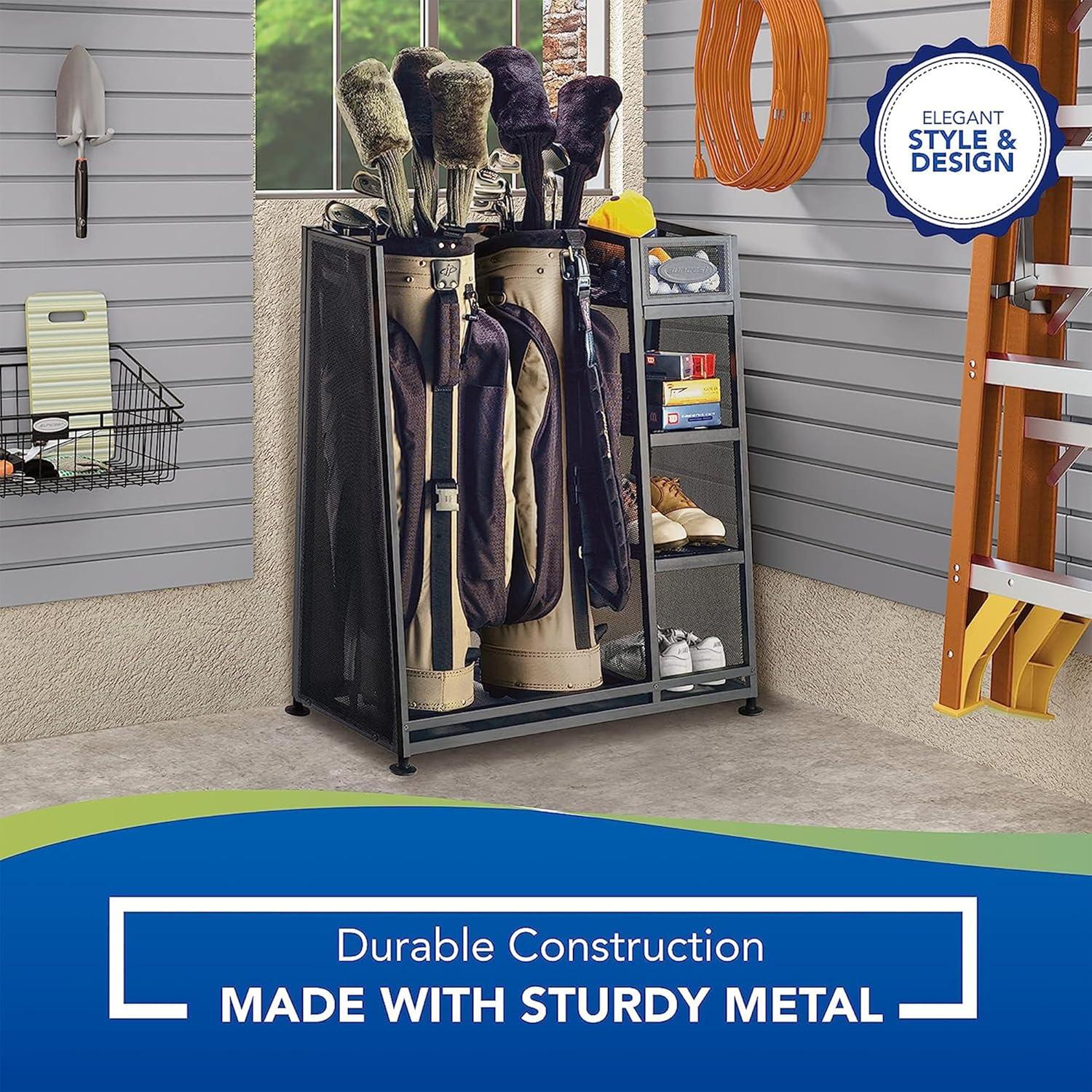 Organizador de Golf Suncast con 3 Estantes y Soporte para 2 Bolsas