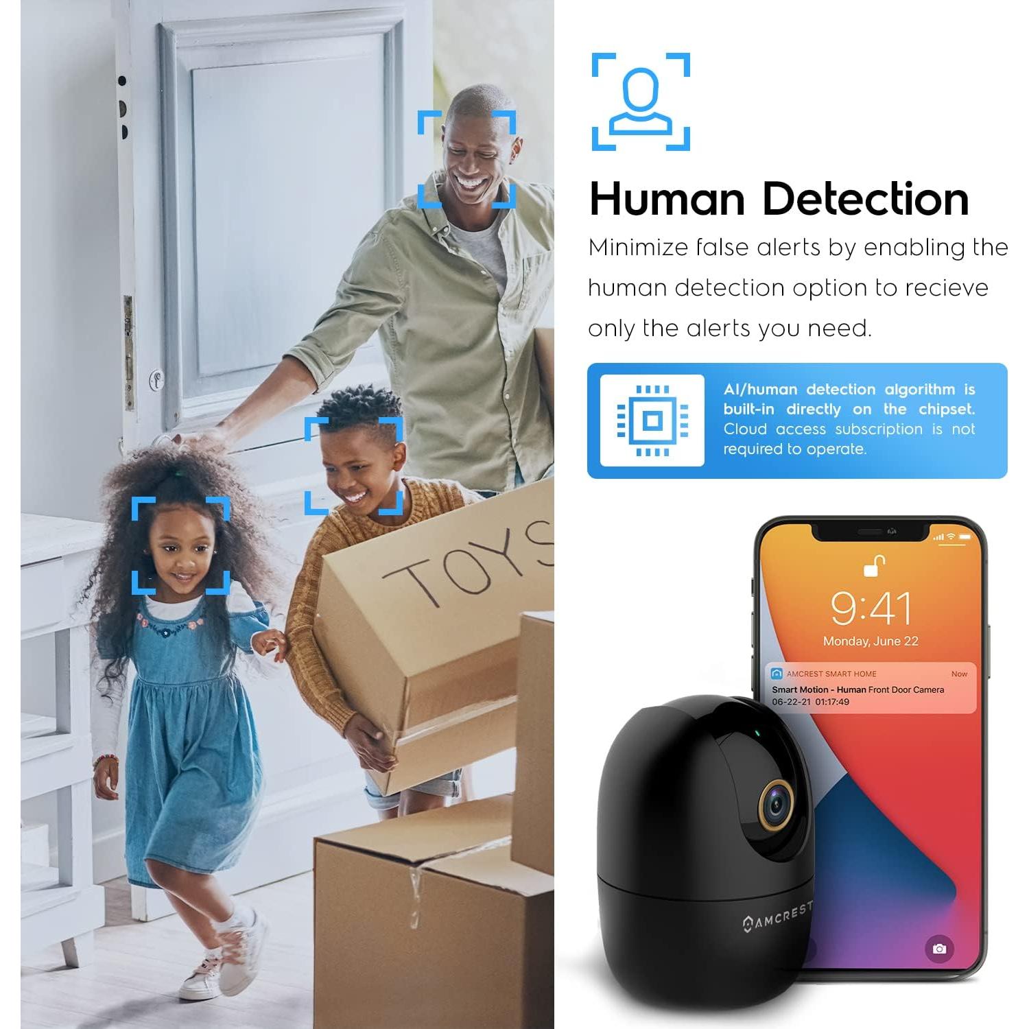 Cámara WiFi Amcrest 4MP ASH41-B con Audio y Visión Nocturna