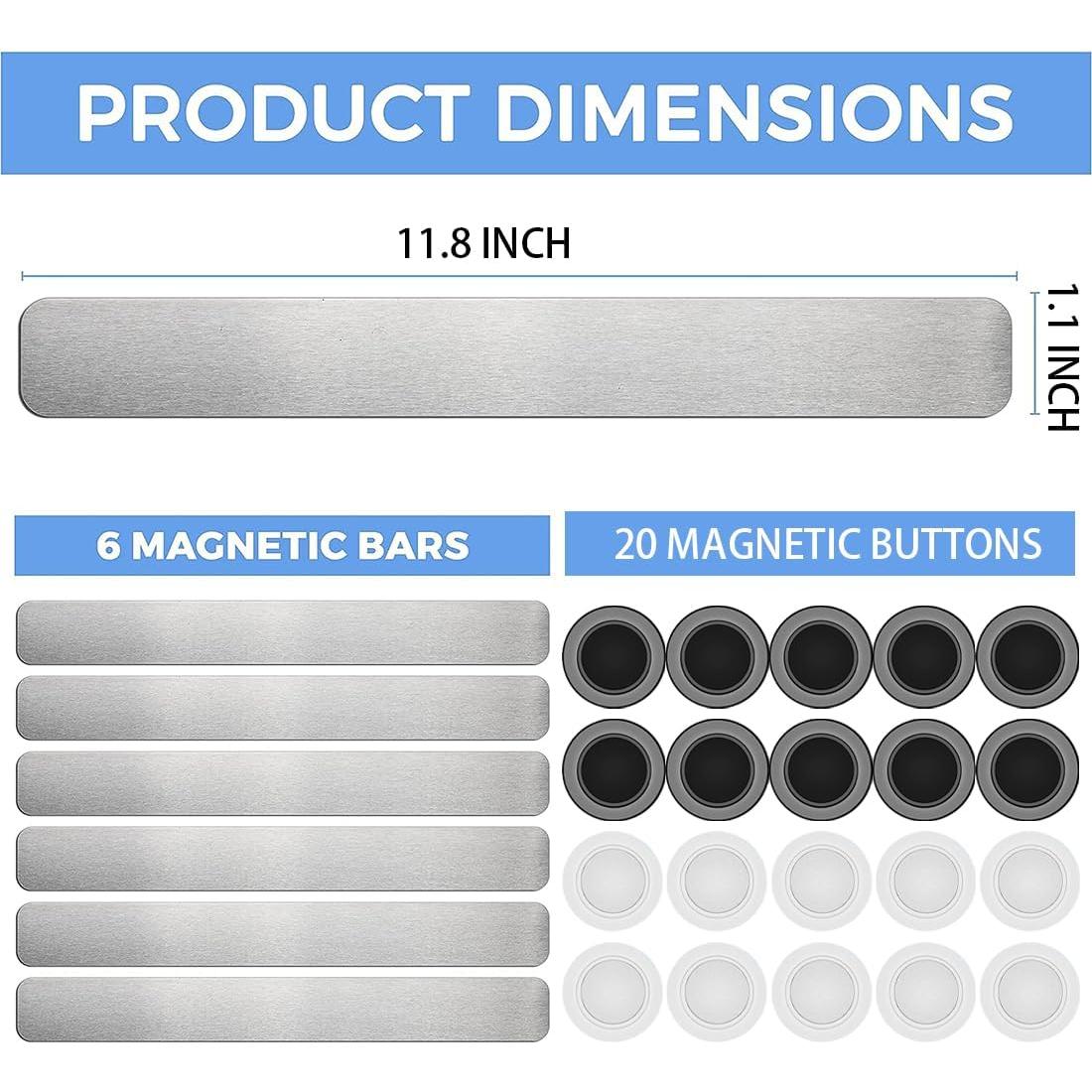 Tablero Magnético de Hierro Inoxidable CUNQN 30.5x2.8cm 6 Piezas