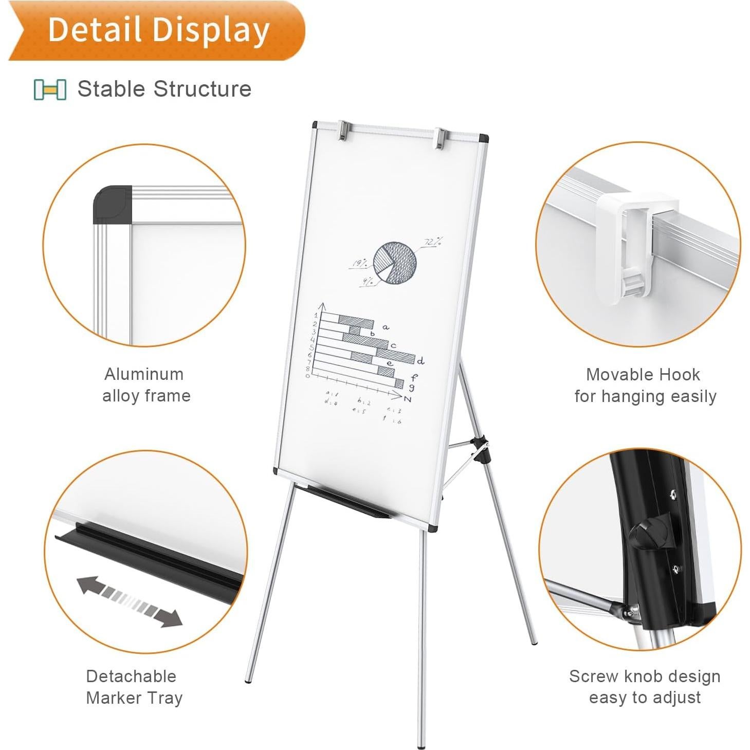 Pizarra Blanca Magnética Portátil VIZ-PRO 91x61 cm Ajustable