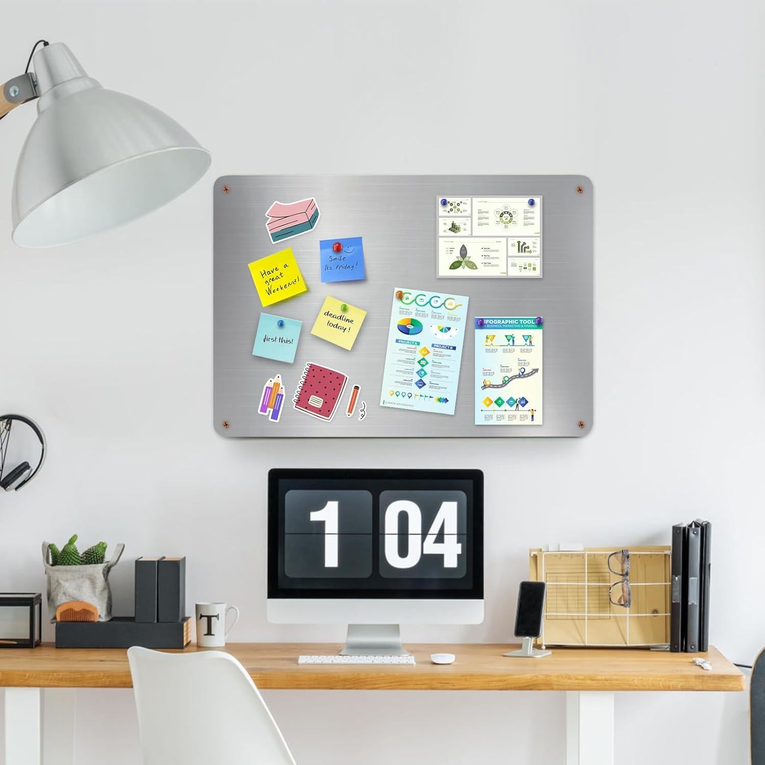 Tablero Magnético de Acero Inoxidable Bekith 2 Piezas 43.4x30 cm