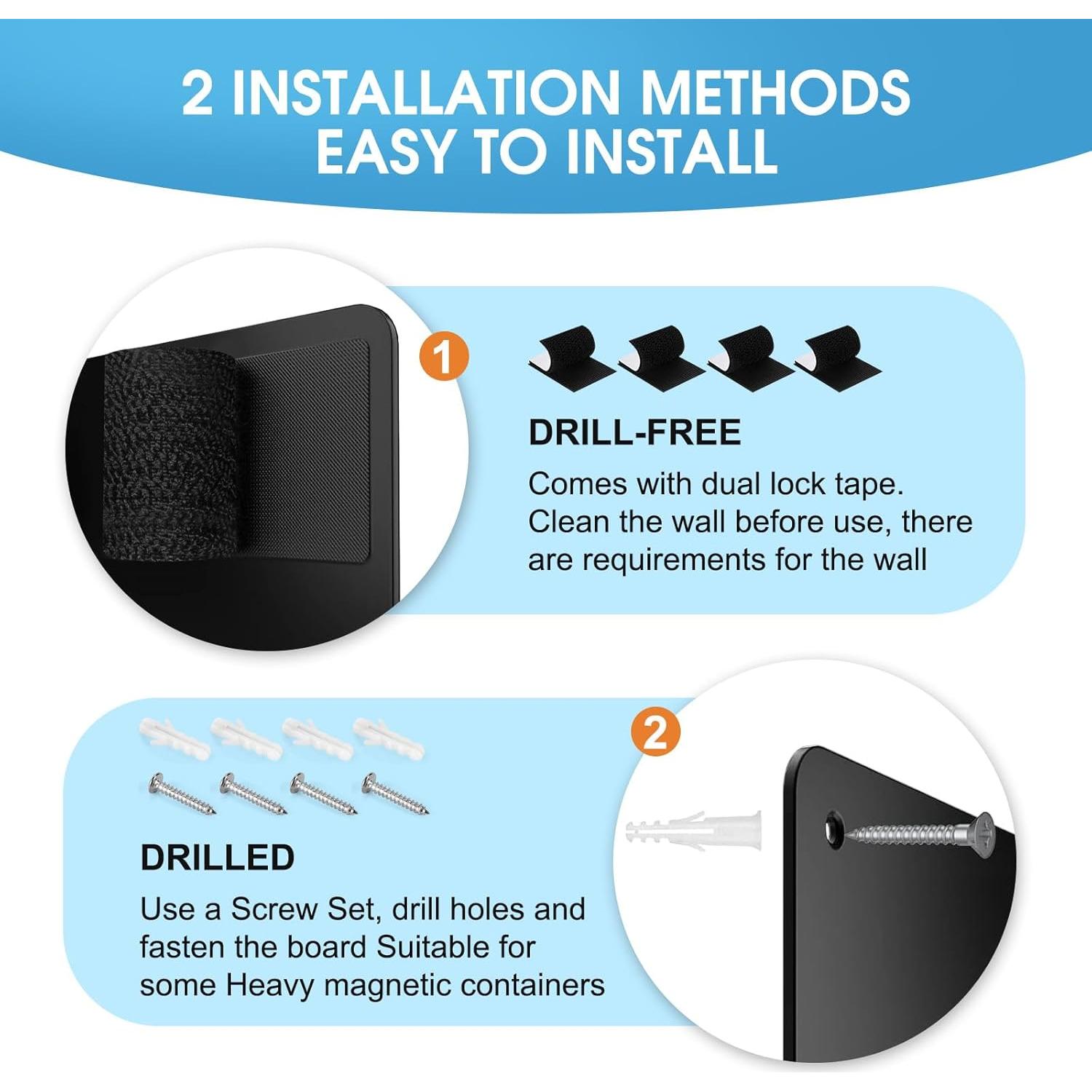 Tablero Magnético MaxGear 44.5x29 cm Metal Negro para Pared