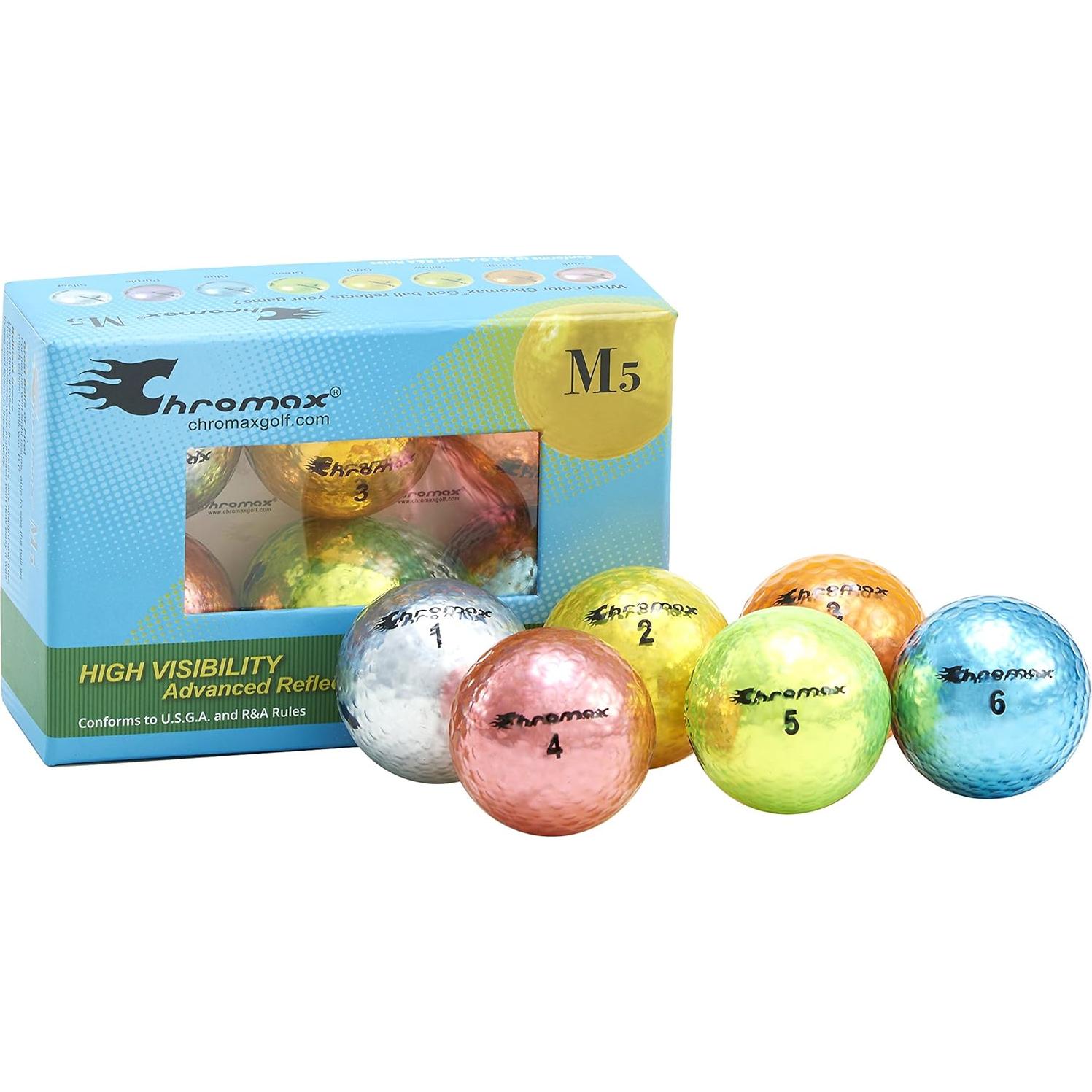 Bolas de Golf Chromax M5 Metálicas de Colores (Paquete de 6)