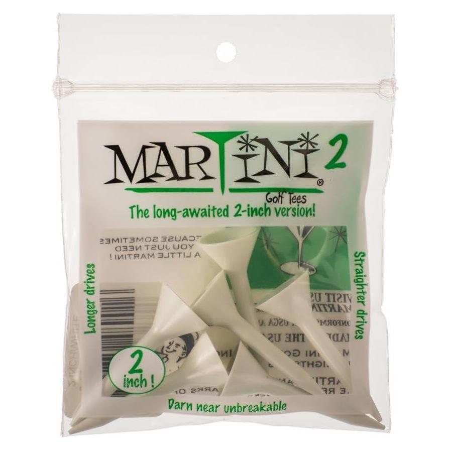 Tees de Golf Martini 5 cm - Paquete de 6 Blancos