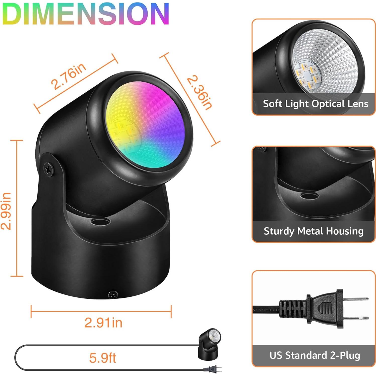 Luces Spot LED RGBW URTOM 6W Control Remoto 16 Colores