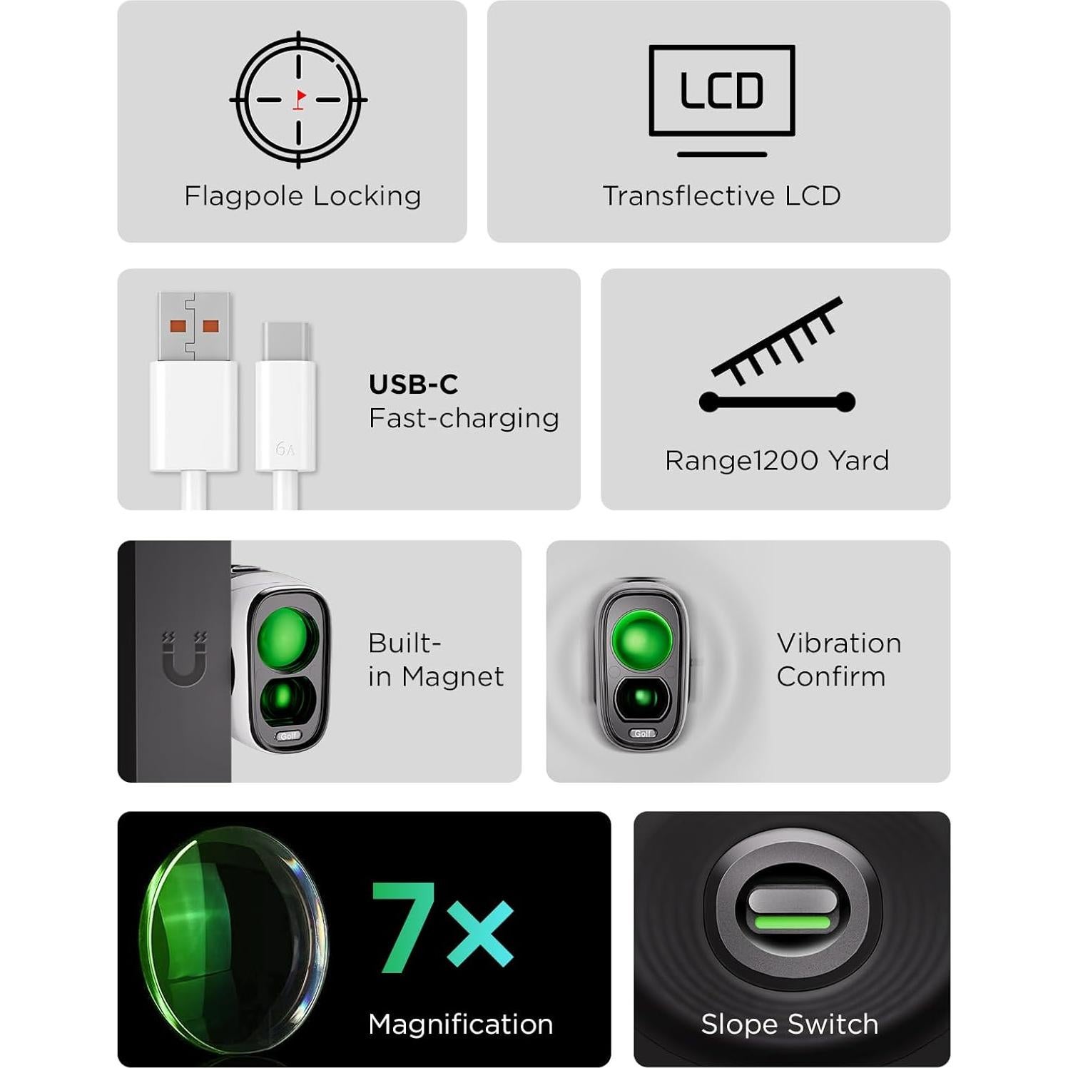 Buscador de Distancia de Golf BirdieBeam G888 1,097m 7X