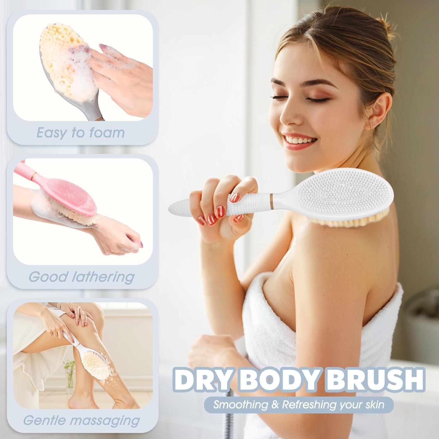 Cepillo de Ducha GEENOA con Mango Antideslizante y Doble Cara