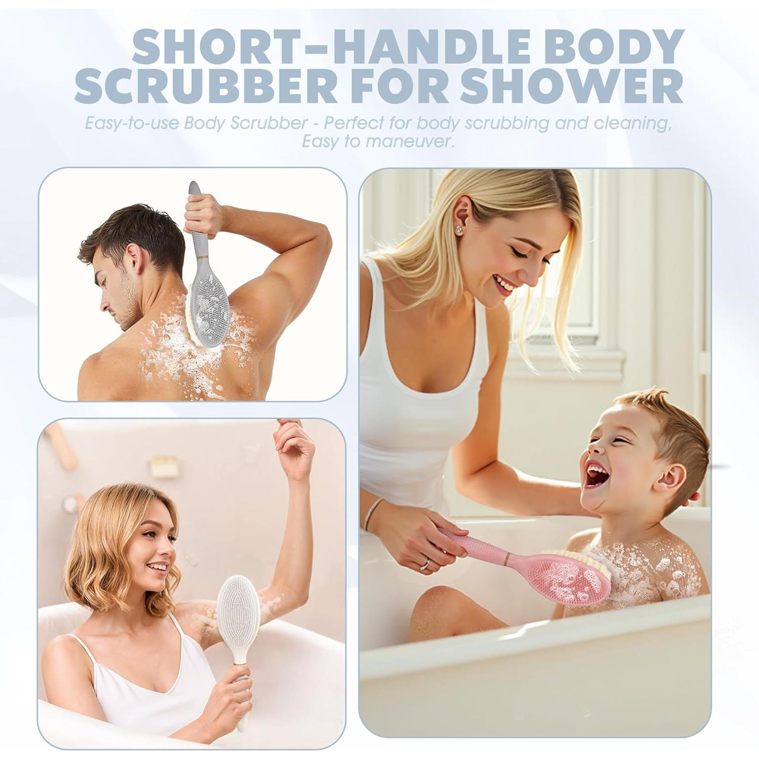 Cepillo de Ducha GEENOA con Mango Antideslizante y Doble Cara