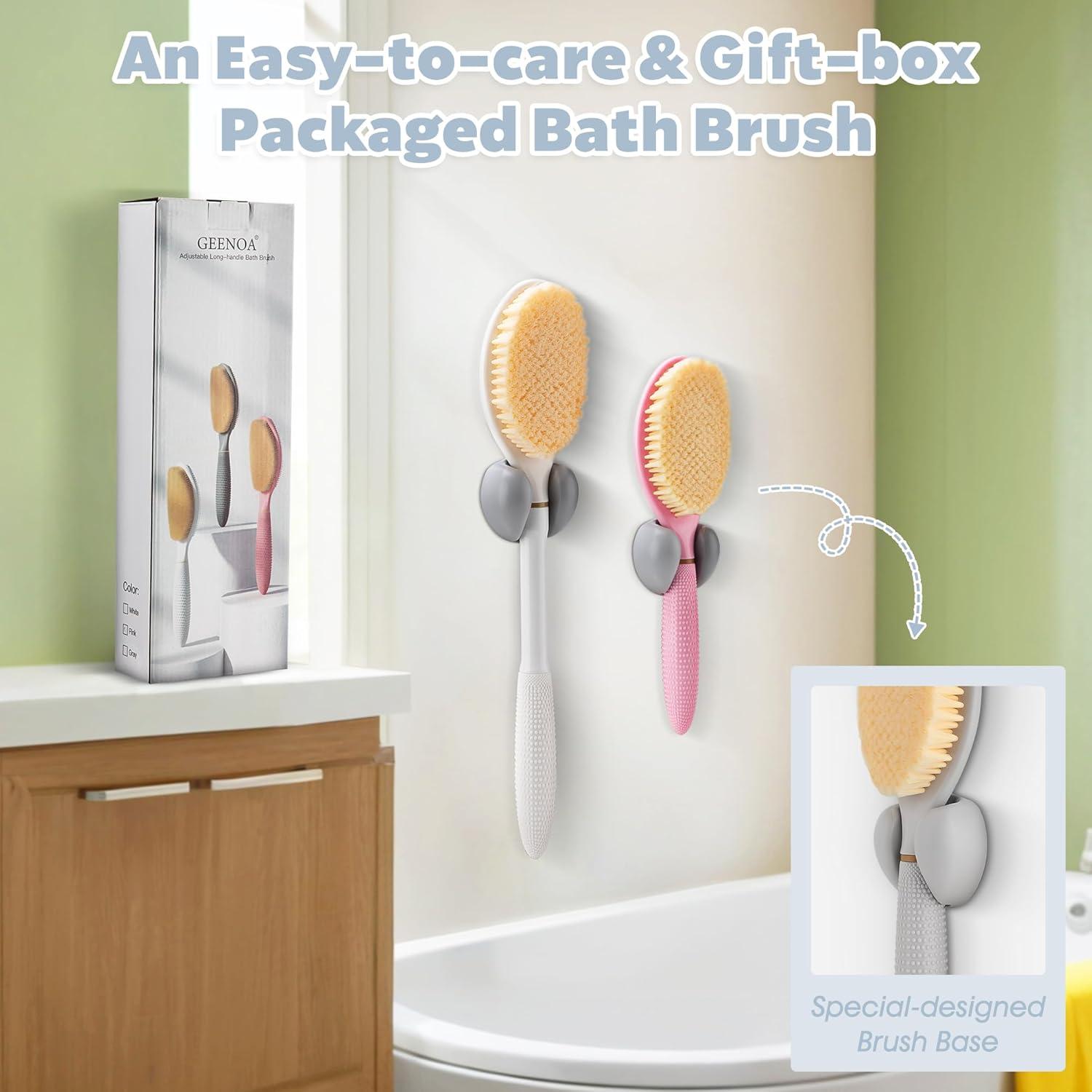 Cepillo de Ducha GEENOA con Mango Antideslizante y Doble Cara