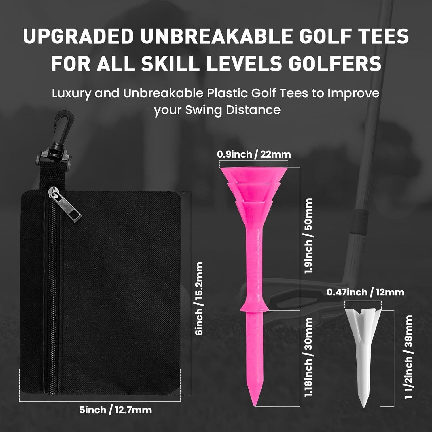 Tees de Golf FINGER TEN Irrompibles 30 Largos 8.26 cm y 20 Cortos 3.81 cm