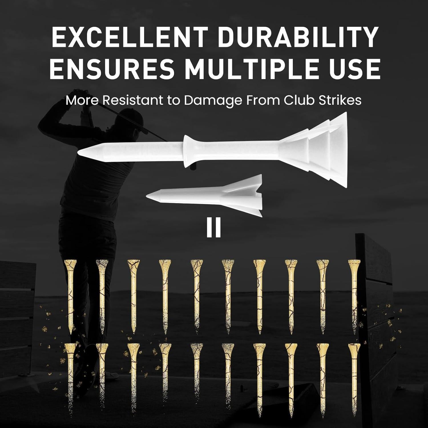 Tees de Golf FINGER TEN Irrompibles 30 Largos 8.26 cm y 20 Cortos 3.81 cm