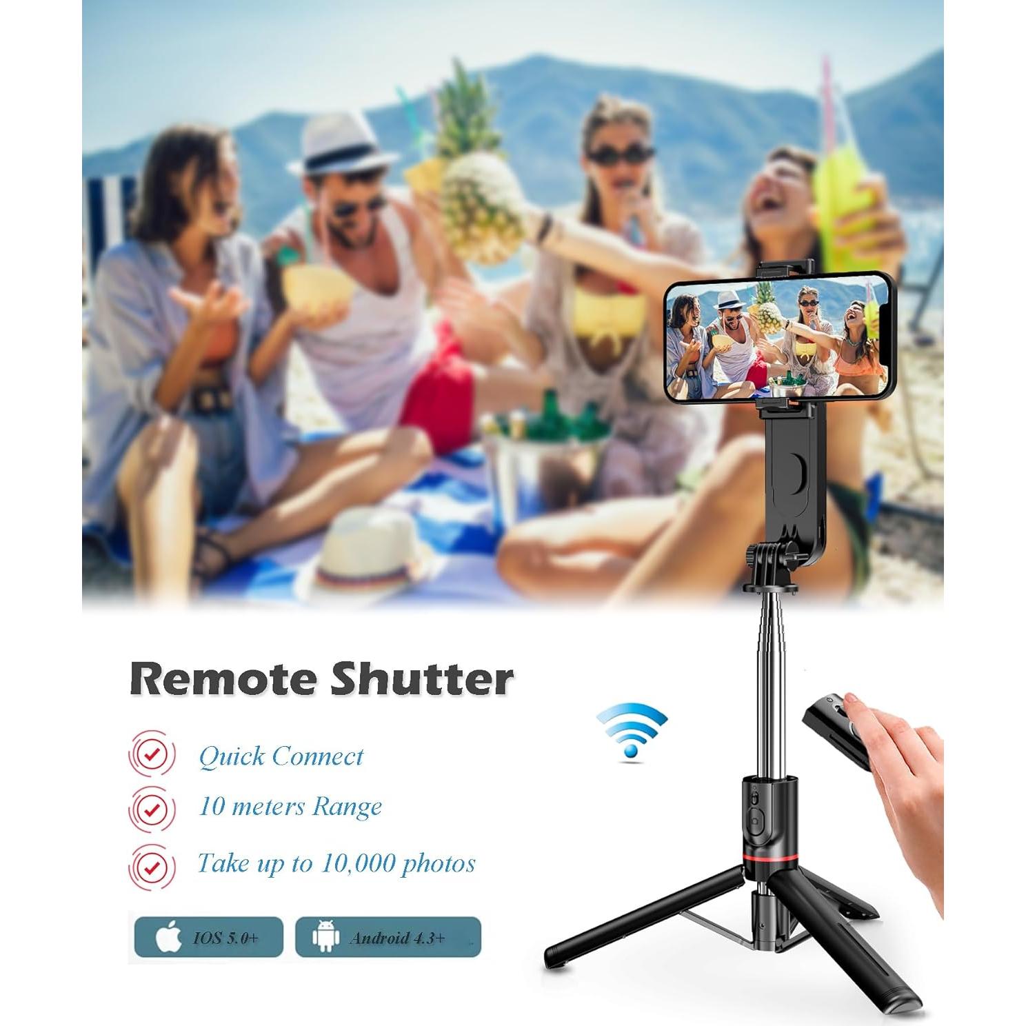 Trípode de Selfie BGJOY Extensible con Luz y Control Remoto