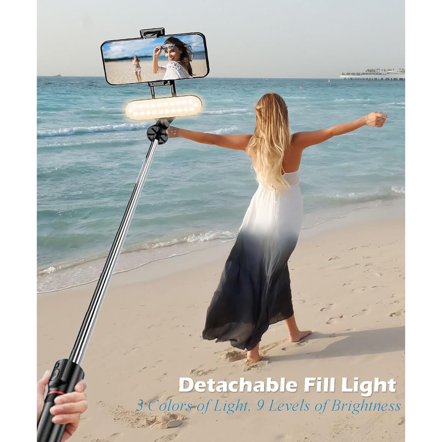 Trípode de Selfie BGJOY Extensible con Luz y Control Remoto