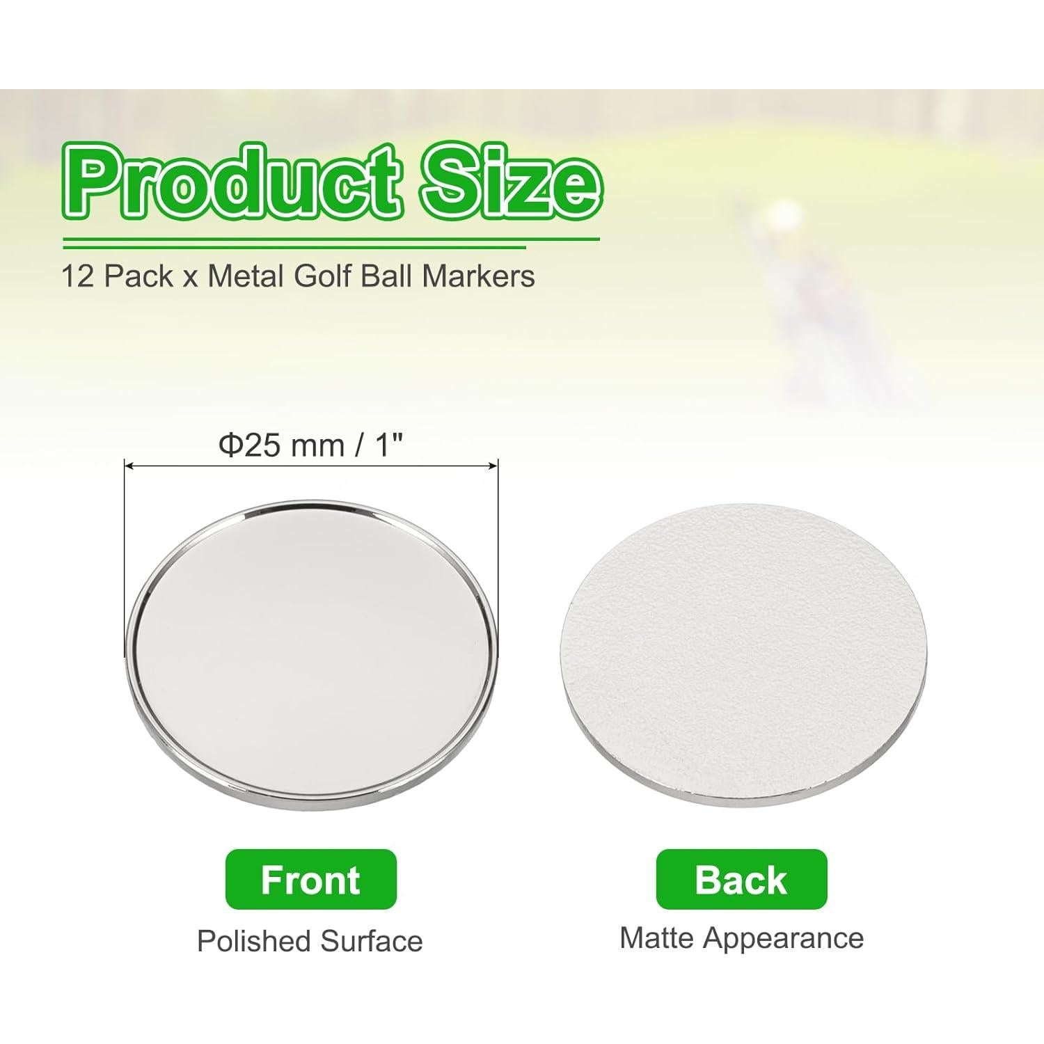 Marcadores de Pelota de Golf PATIKIL 12 Unidades 25 mm Plata