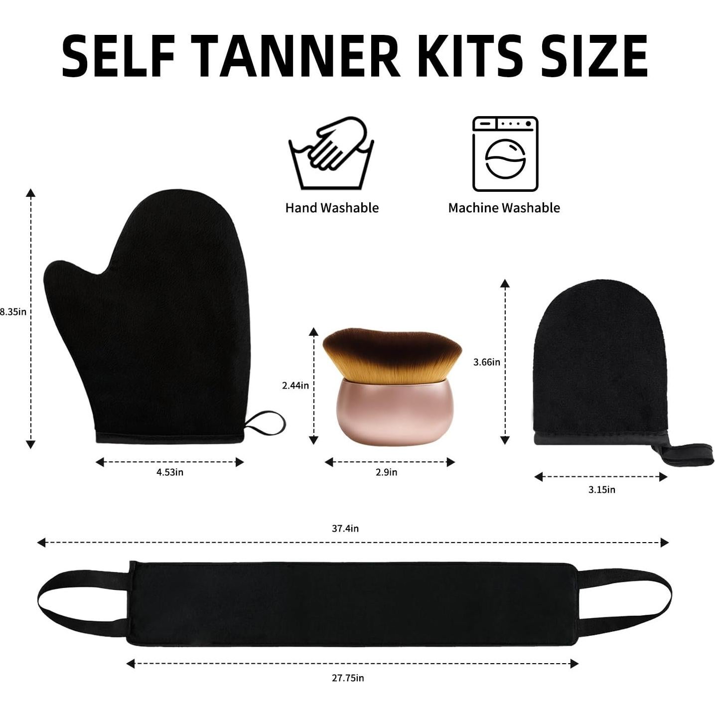 Kit de Autobronceado PasaRose - 4 Piezas con Manoplas y Brocha