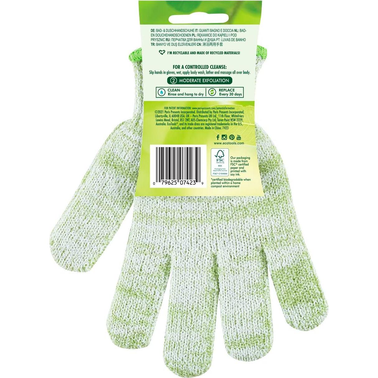 Guantes de Ducha EcoTools Exfoliantes Verde 1 Par