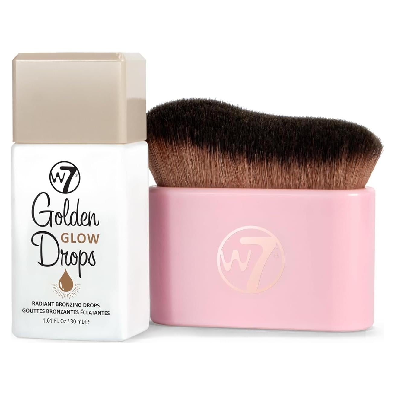 W7 Gotas de Brillo Dorado y Brocha - Set 2 Piezas 108g