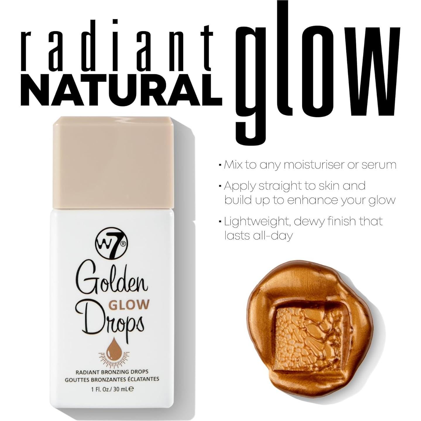 W7 Gotas de Brillo Dorado y Brocha - Set 2 Piezas 108g