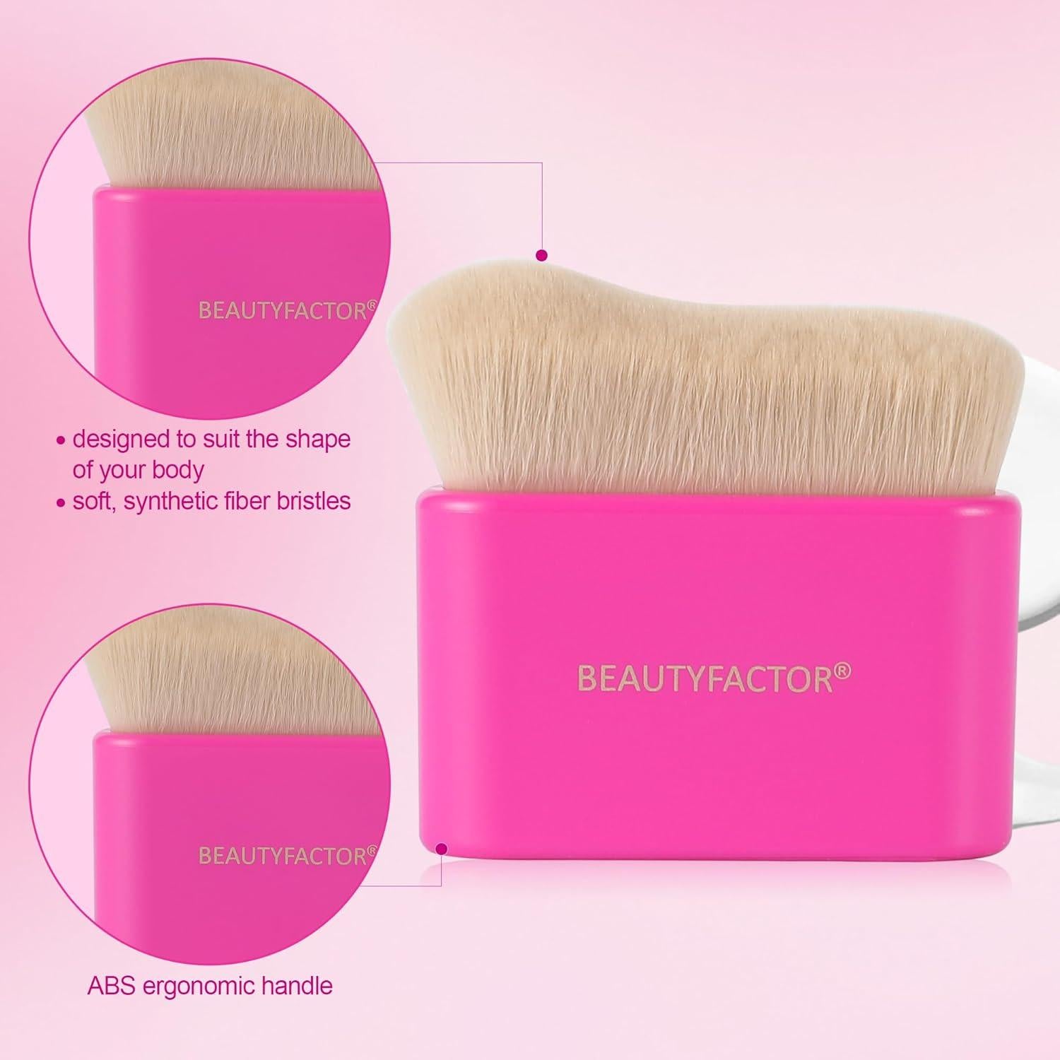 Brocha Autobronceadora Rosa BEAUTYFACTOR - Uso Facial y Corporal