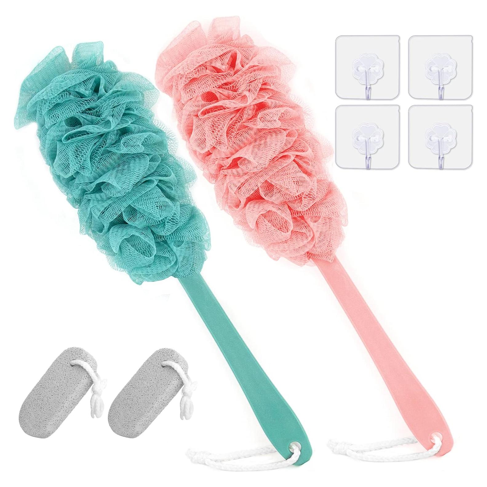 Cepillo de Espalda WOBEVB 43 cm con Esponja Exfoliante