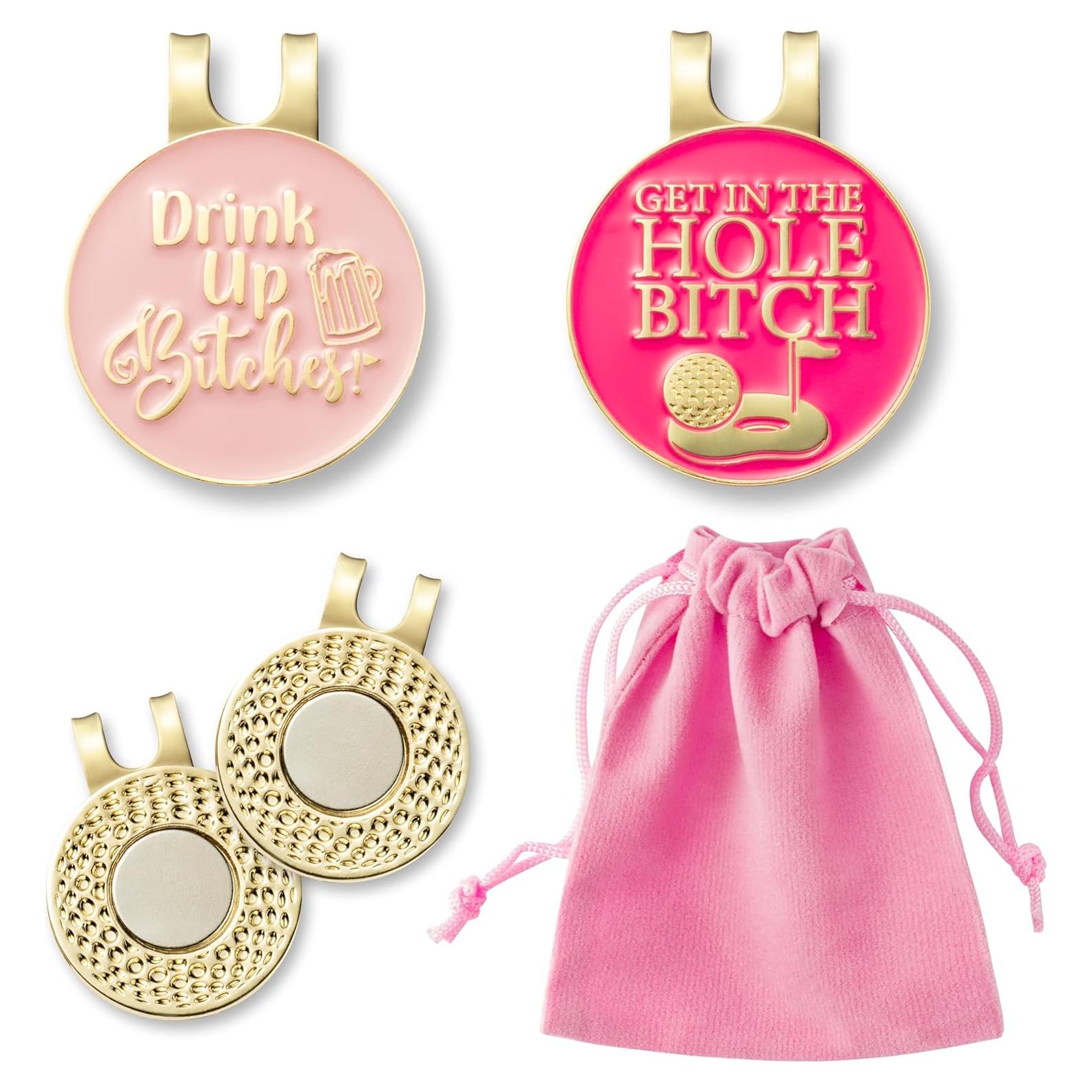 Marcadores de Pelotas de Golf CNhoqc - 2 Piezas Rosadas con Clips