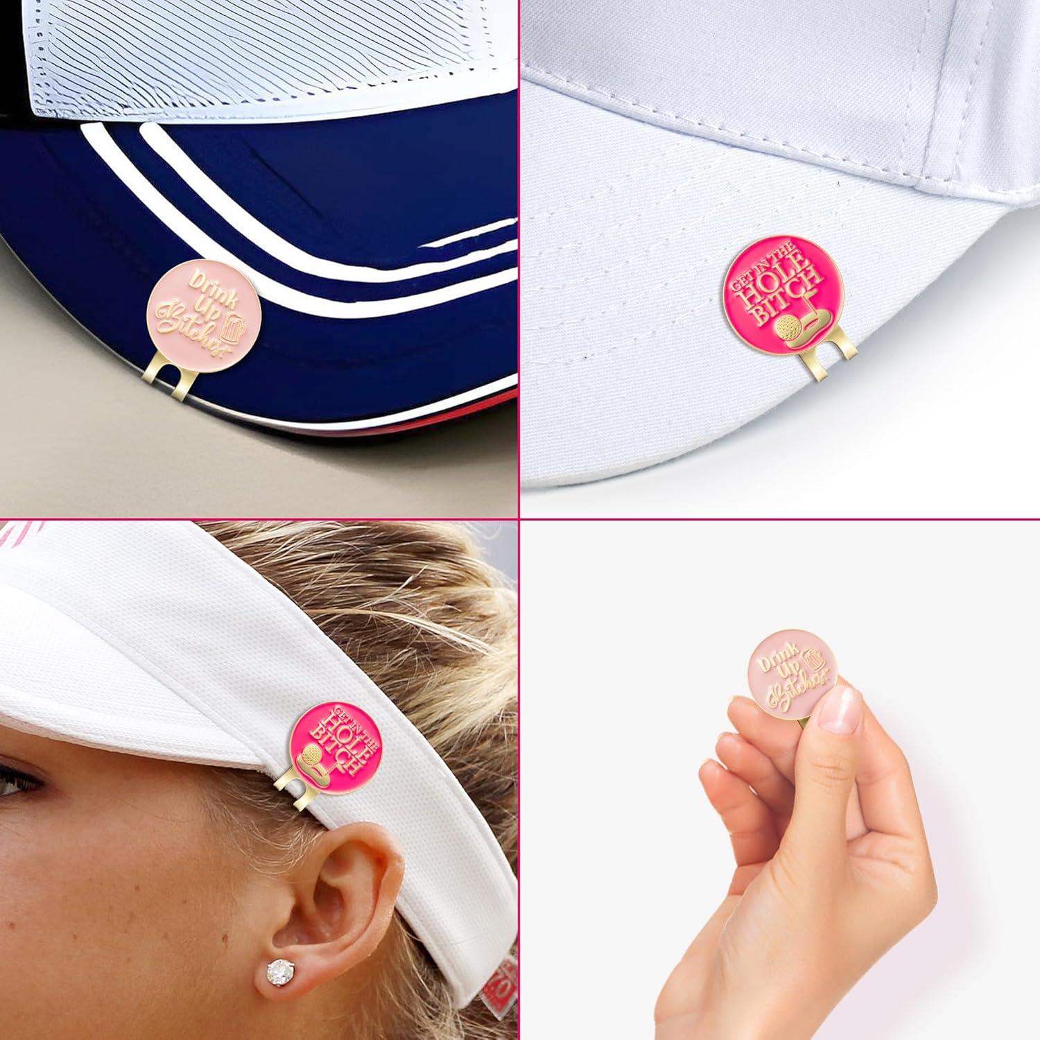 Marcadores de Pelotas de Golf CNhoqc - 2 Piezas Rosadas con Clips