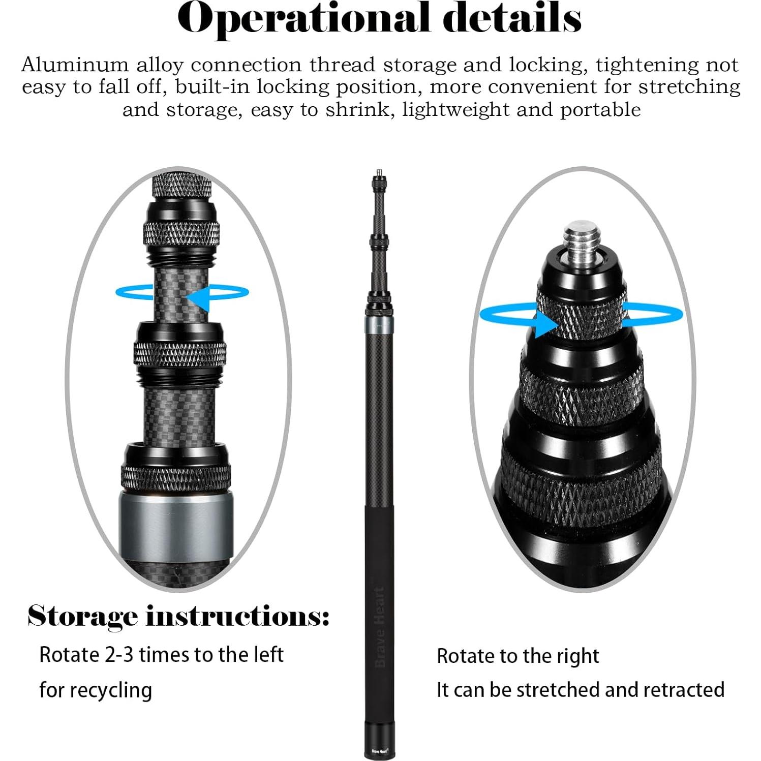 Palo de Selfie Invisible Qishang 3m para Insta360 y GoPro