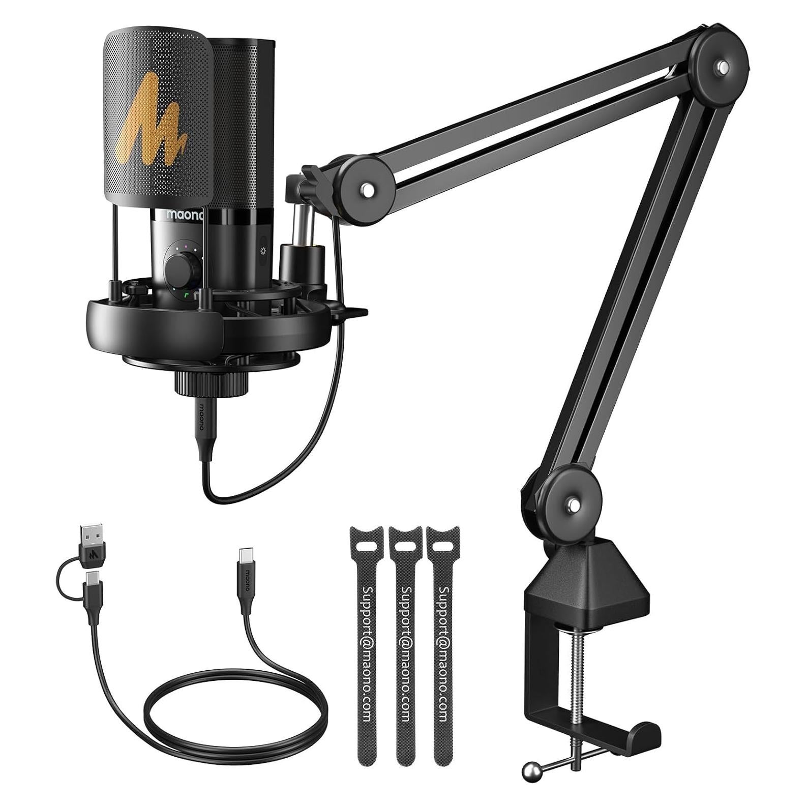 Micrófono de Condensador USB MAONO PM450S con Soporte y Control