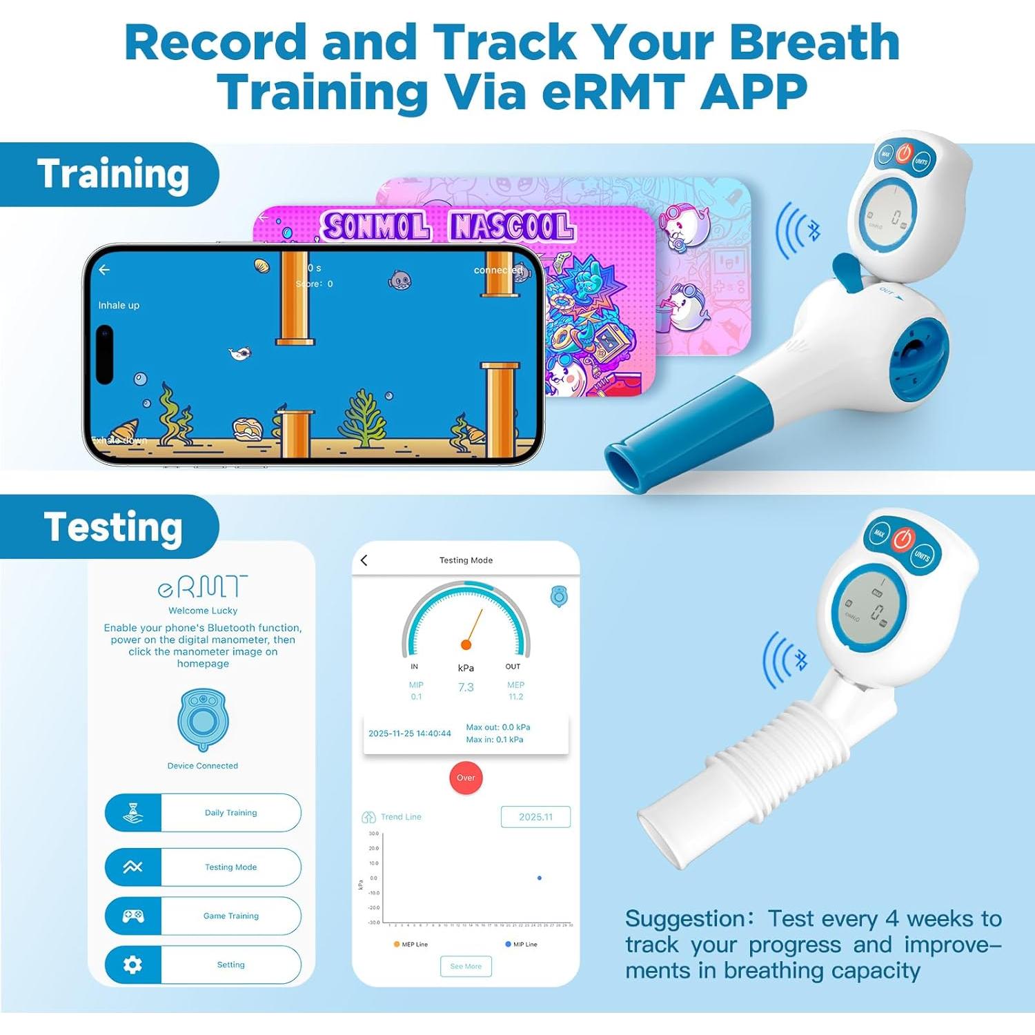 Entrenador de Pulmones Sonmol con Aplicación Móvil - Ejercitador Respiratorio