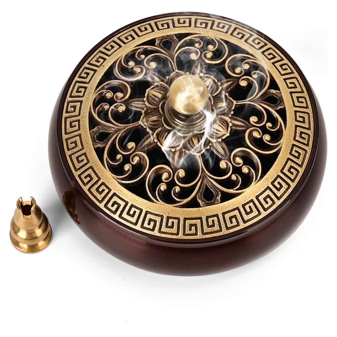 Quemador de Incienso Belsea de Cobre con Soporte para Varillas y Conos