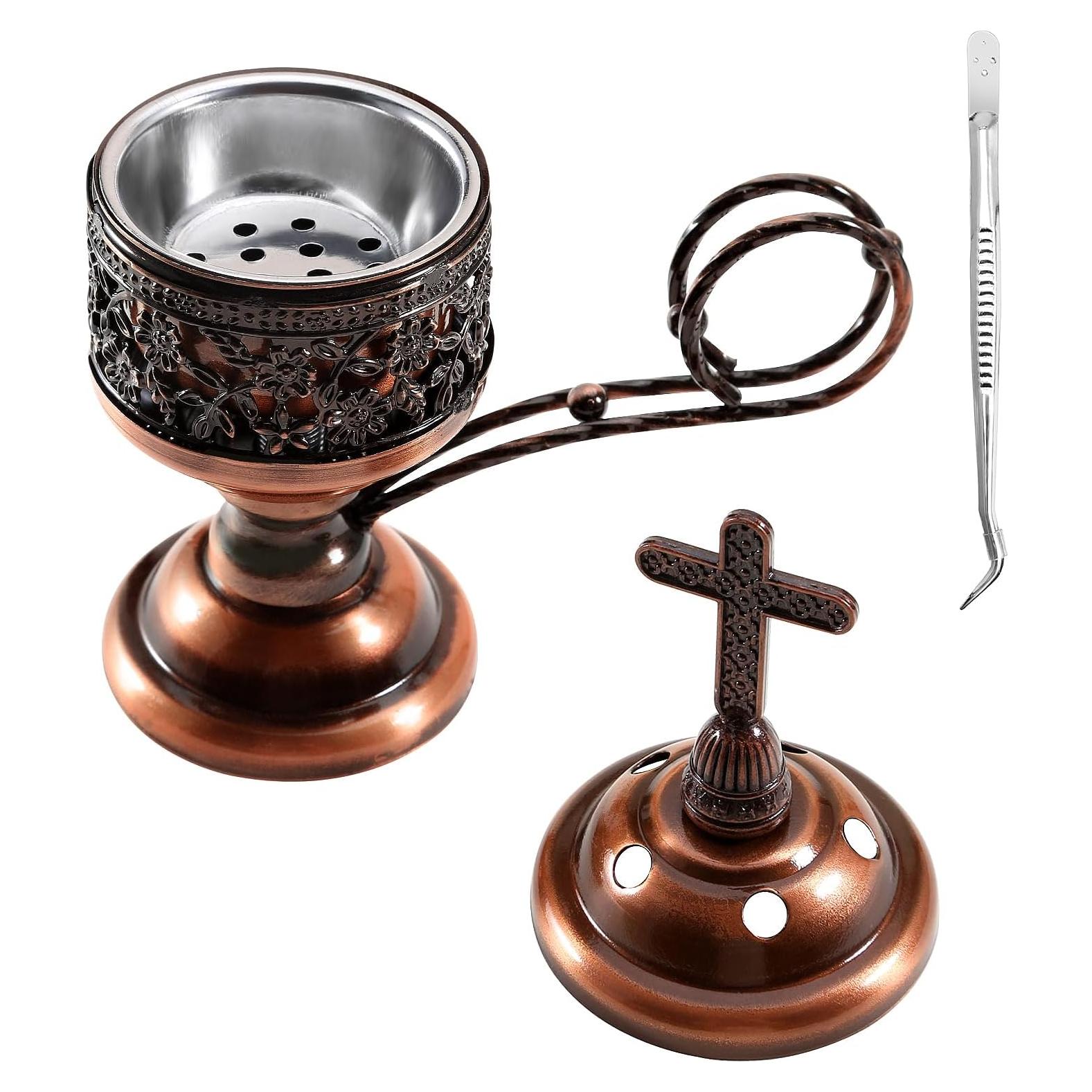 Quemador de Incienso Yawlsow Cobre Rojo 15.5cm para Aromaterapia