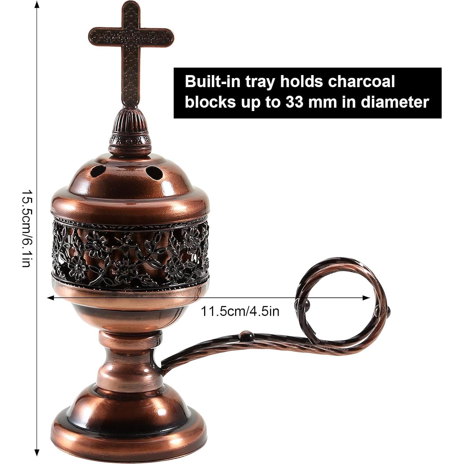 Quemador de Incienso Yawlsow Cobre Rojo 15.5cm para Aromaterapia