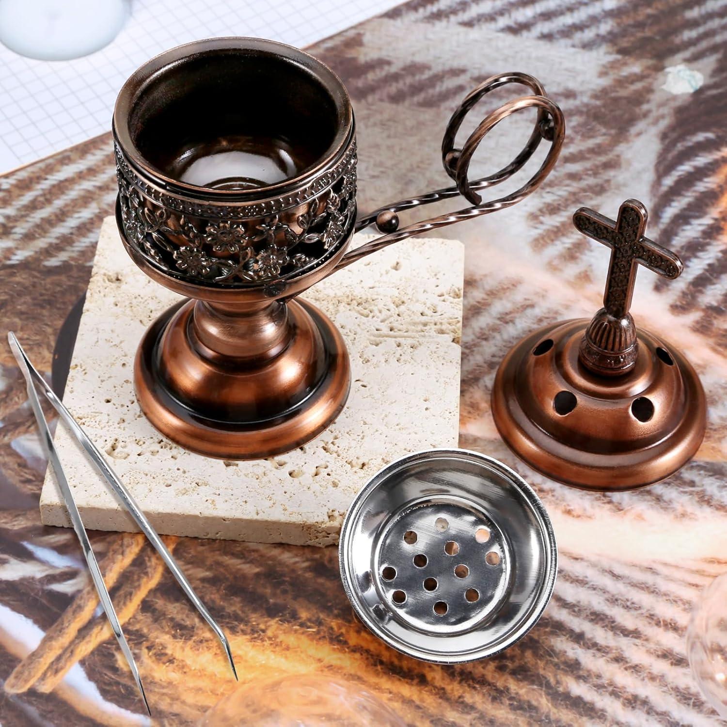 Quemador de Incienso Yawlsow Cobre Rojo 15.5cm para Aromaterapia