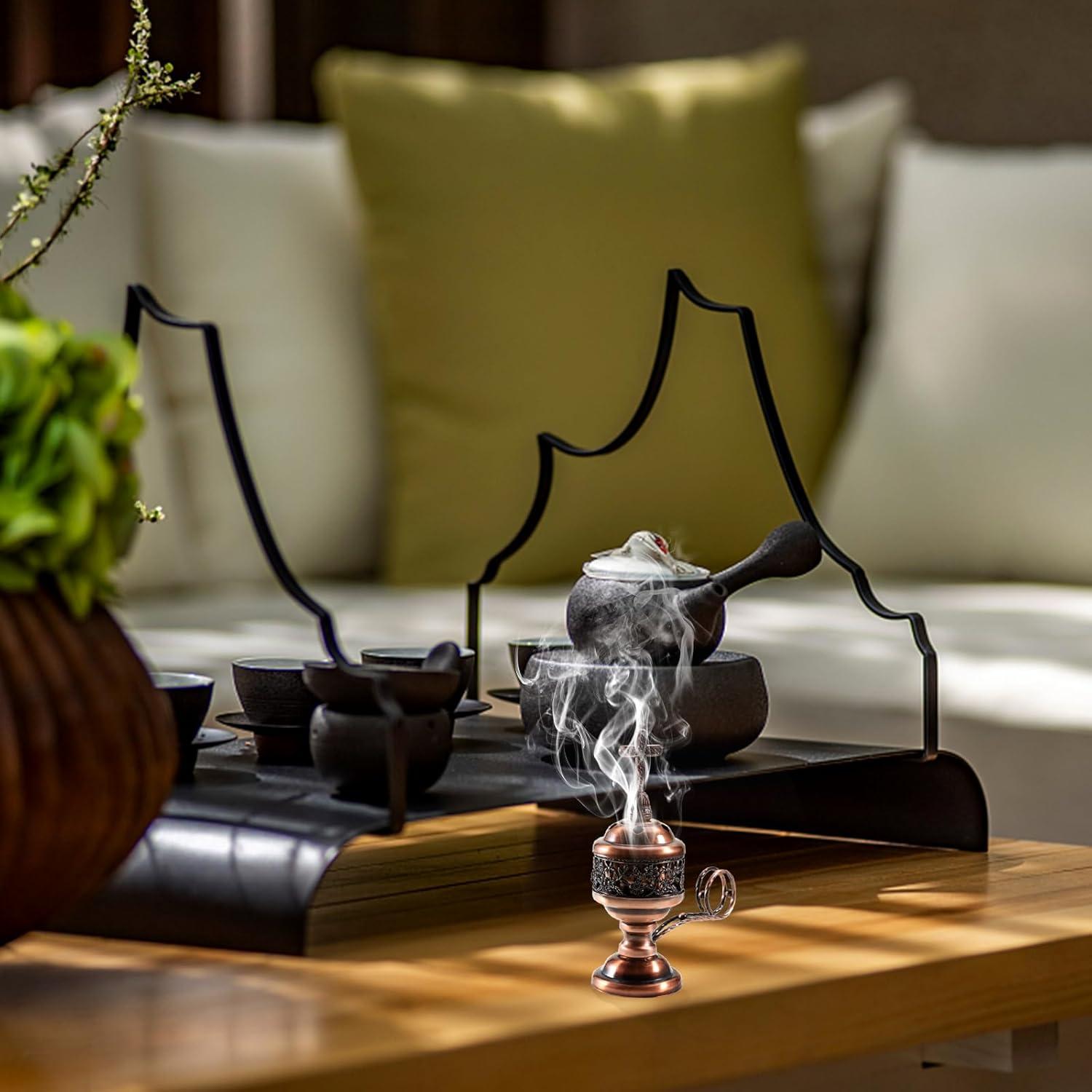 Quemador de Incienso Yawlsow Cobre Rojo 15.5cm para Aromaterapia