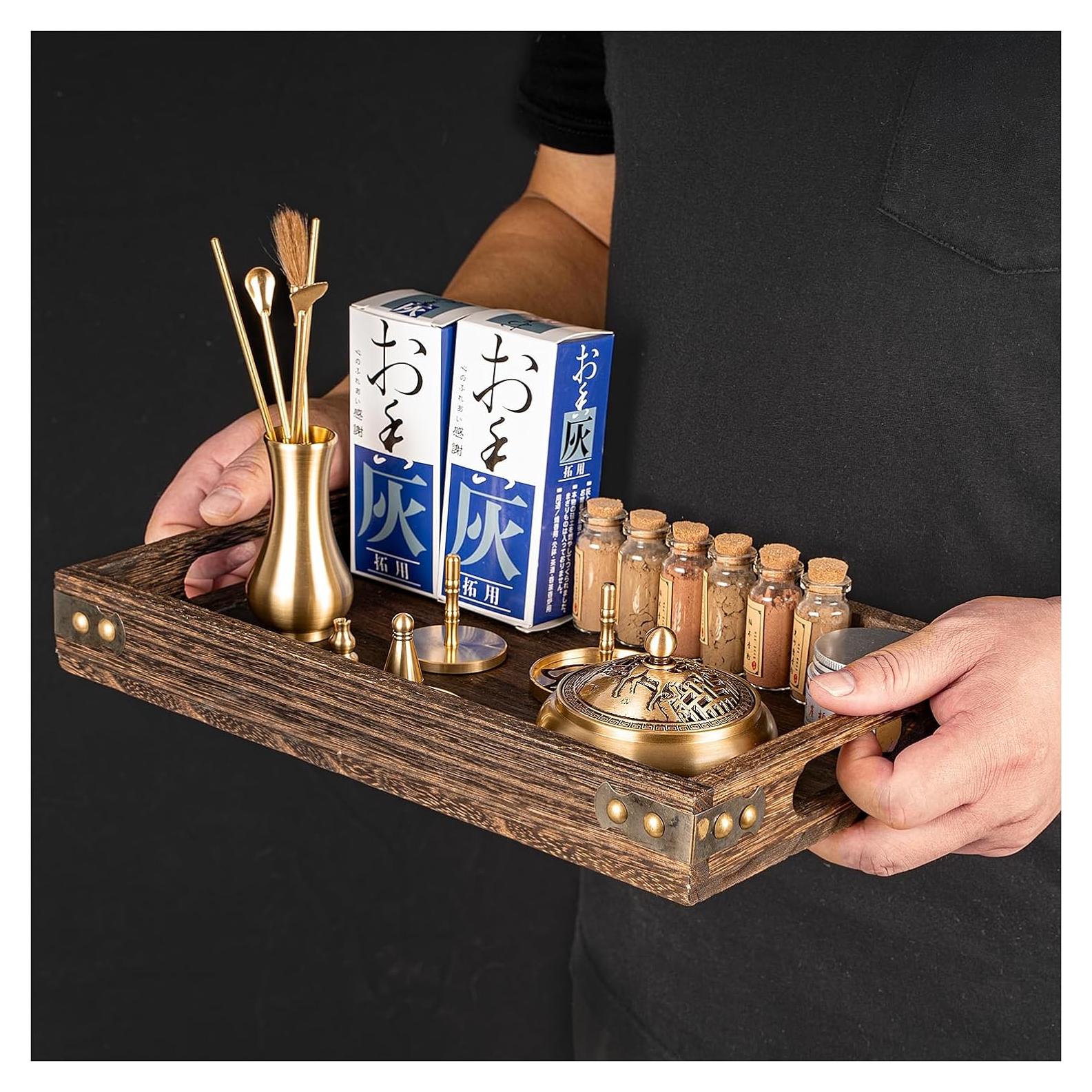 Kit de quemador de incienso USNUANNU de cobre dorado 1.38 kg