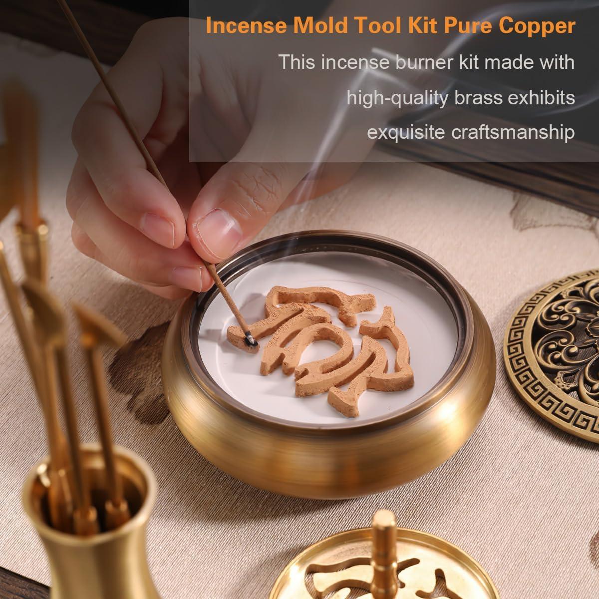 Kit de quemador de incienso USNUANNU de cobre dorado 1.38 kg