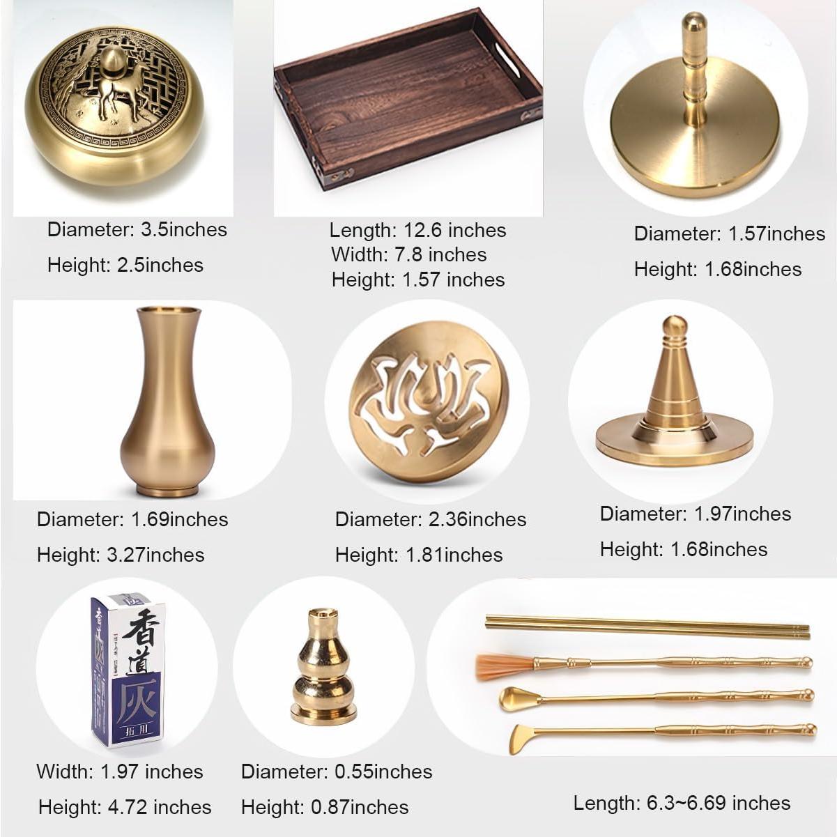 Kit de quemador de incienso USNUANNU de cobre dorado 1.38 kg