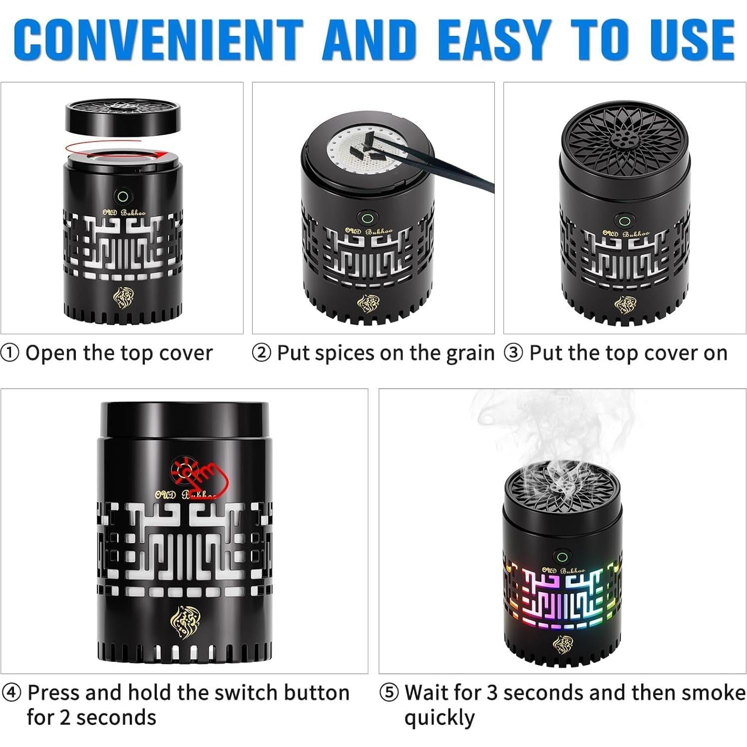 Horno de Incienso Eléctrico Portátil Bakhoor con Control Remoto