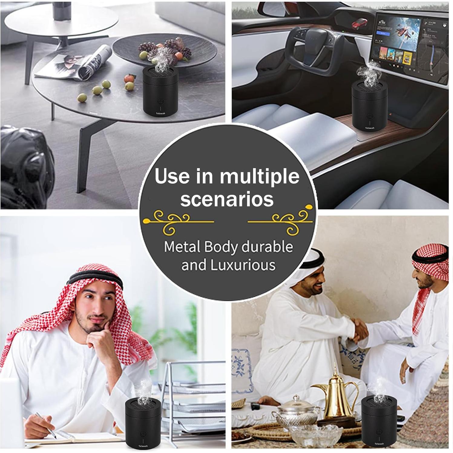 Quemador de Incienso Eléctrico Telawah Portátil USB Negro