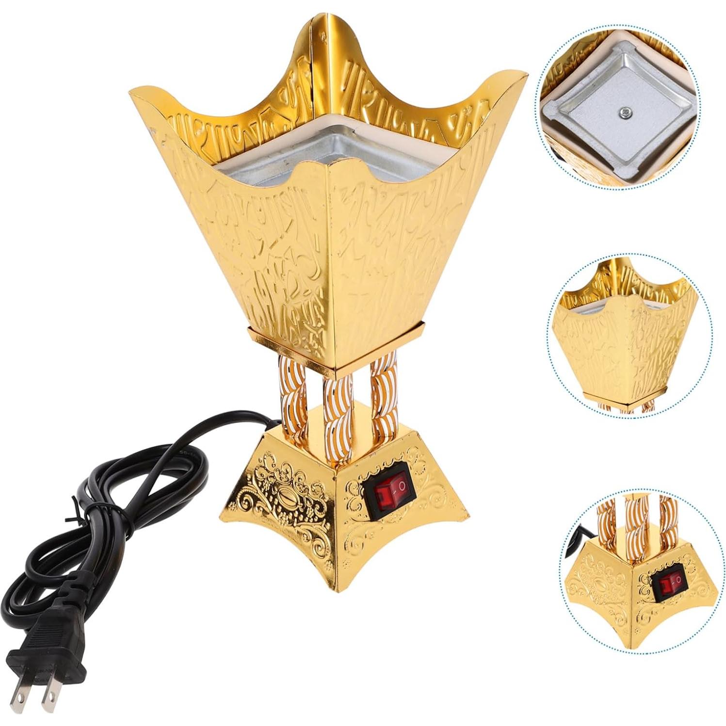 Quemador de Incienso Eléctrico Vintage Holibanna Dorado 9.8cm