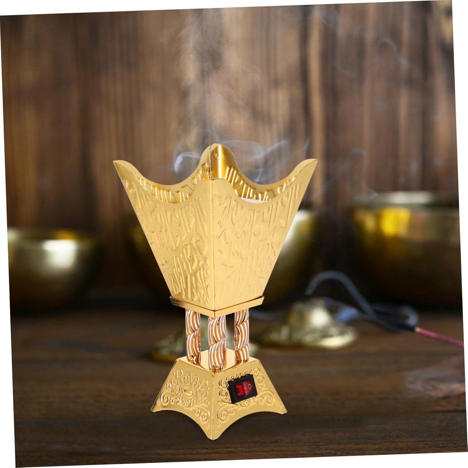 Quemador de Incienso Eléctrico Vintage Holibanna Dorado 9.8cm