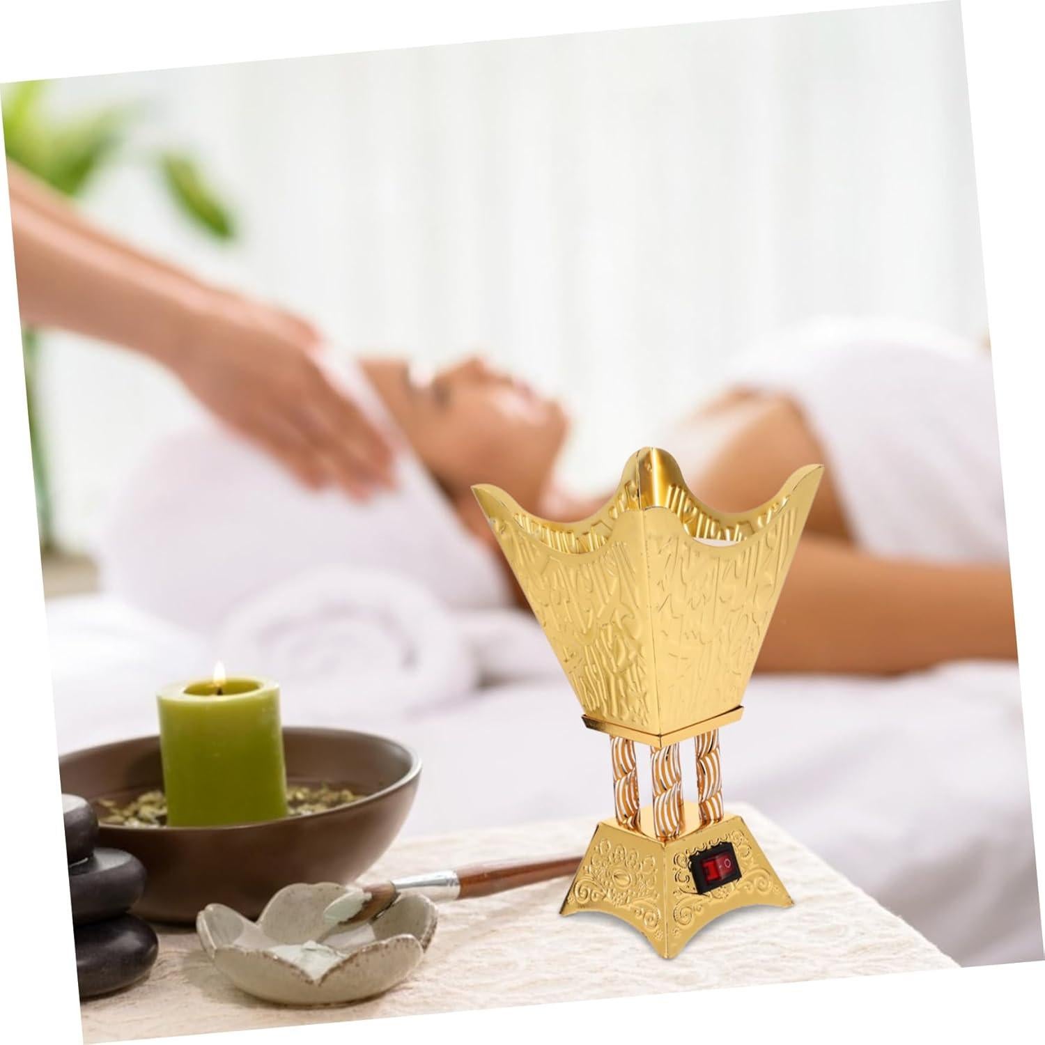 Quemador de Incienso Eléctrico Vintage Holibanna Dorado 9.8cm