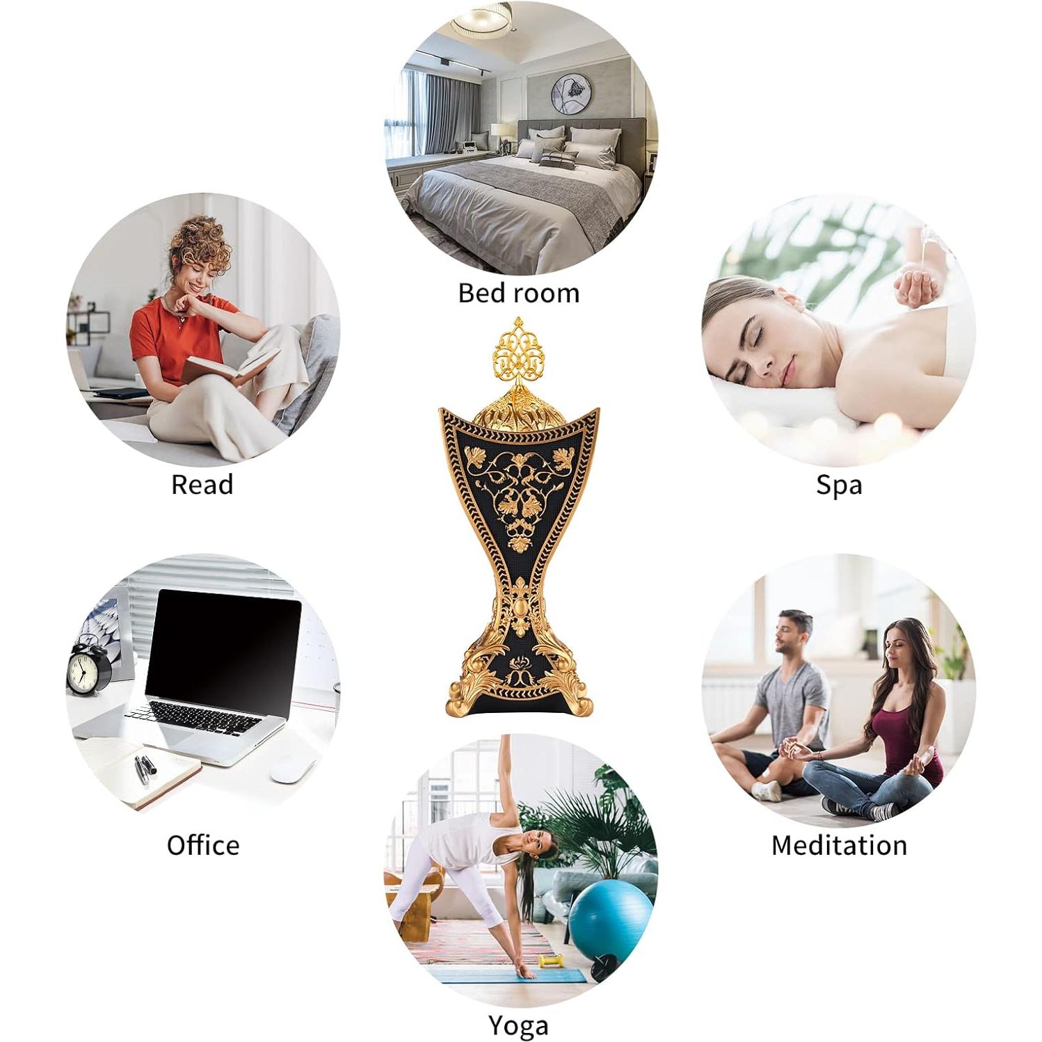 Horno de Incienso TERSCHELLING de Resina con Motivos Dorados