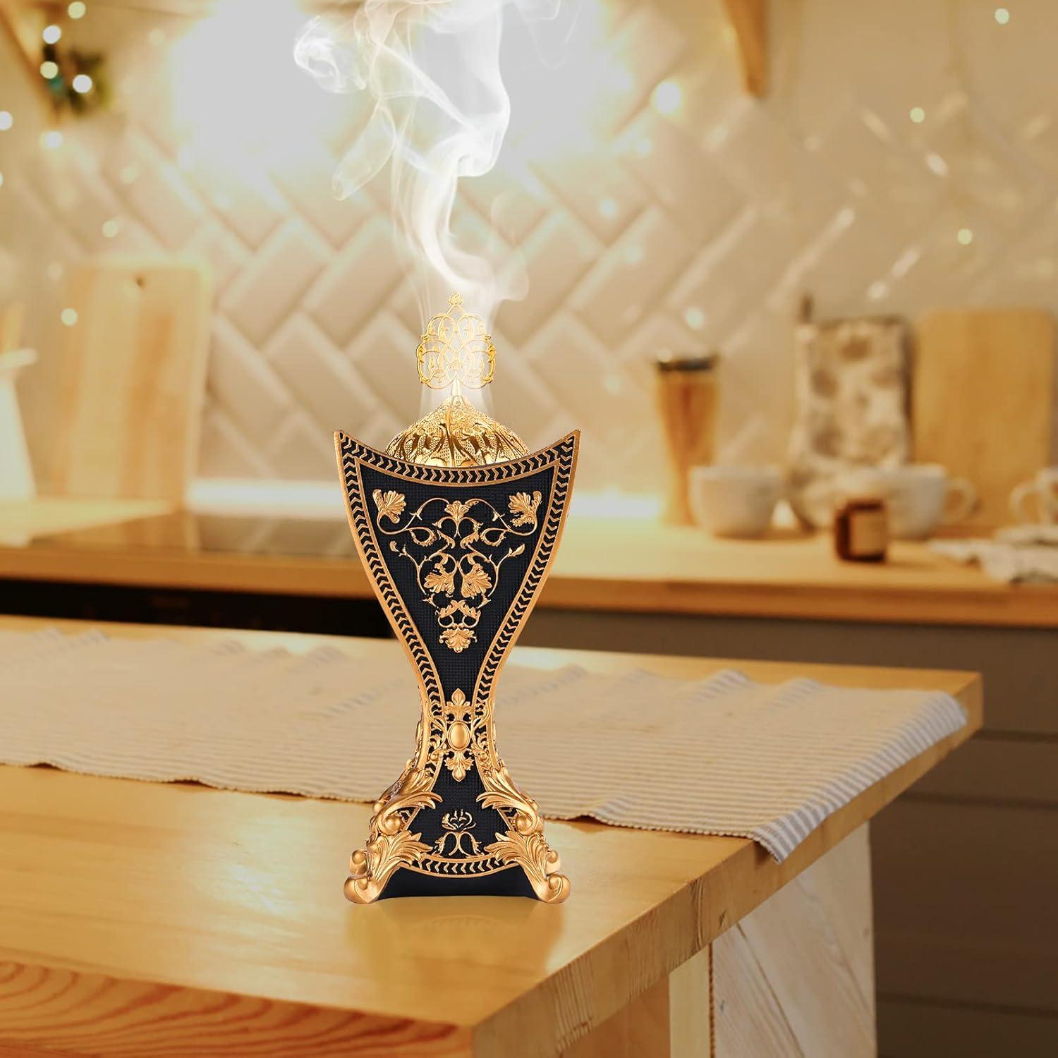 Horno de Incienso TERSCHELLING de Resina con Motivos Dorados